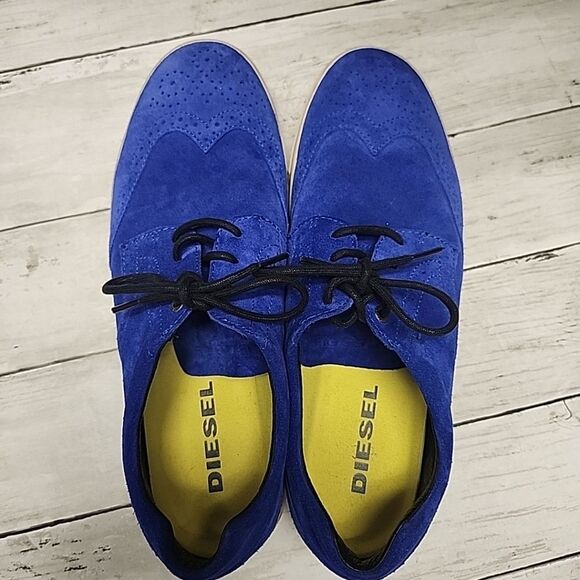 Diesel Prime Time Suede Wingtip Brogue Derby Dress Men’s Blue Shoes Size 10 - Picture 15 of 15